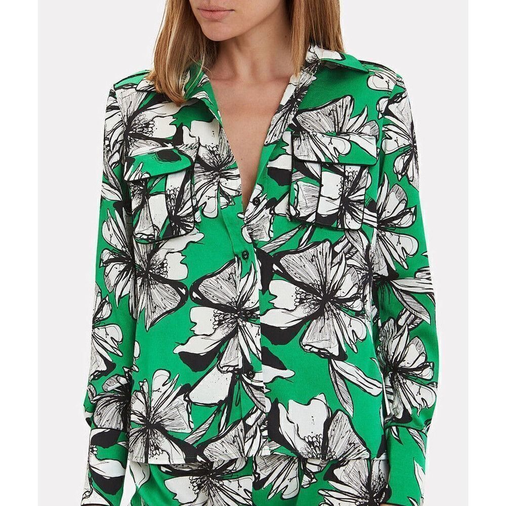 Alexis Sylvie Green Floral Blouse Women’s Size Small Button Up Green Floral